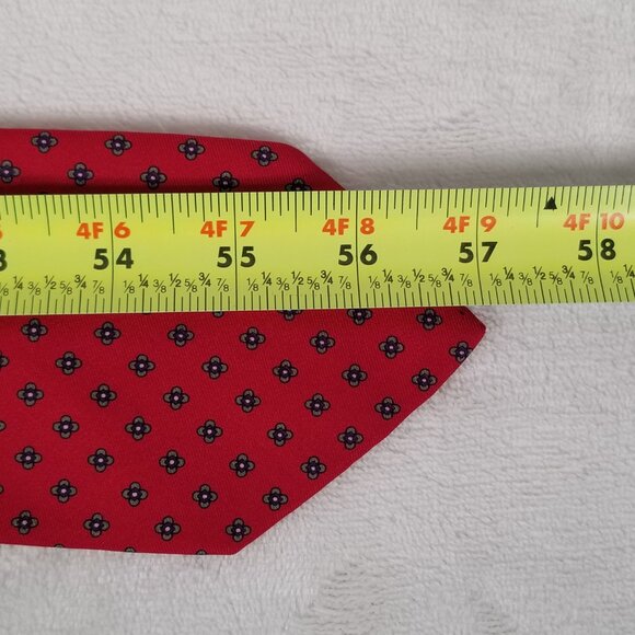 Robert Talbott Hand Sewn Silk Printed in Italy Made in USA W 3 3/8 by L 57 Red - Picture 11 of 11